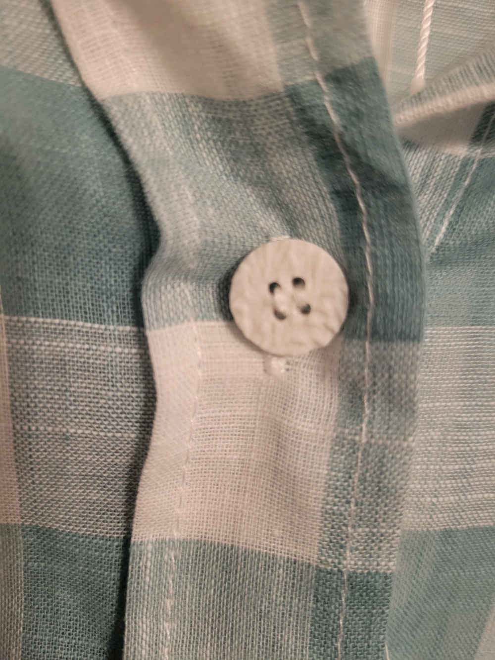 Anniewear Amazing Plaid Lightweight Button-Down Shirt in Light Teal and White - Picture 4 of 9